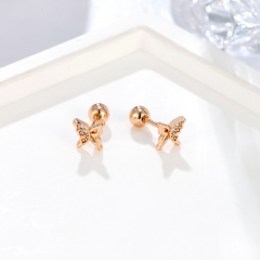 Delicate CZ Butterfly Screw Back Stud Earrings