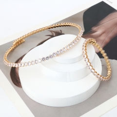Gold Plated Cubic Zirconia Stretch Tennis Bracelet