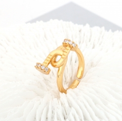 Gold Plated Adjustable Nail Ring with Cubic Zirconia
