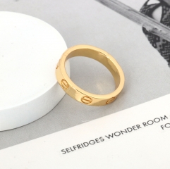 Classic Gold Plated Screw Engraved Love Band Ring