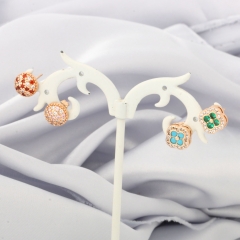 Colorful Zircon Clover Studs - Single & Pair Mix-and-Match Earrings