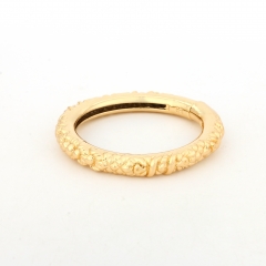 Embossed Floral Hinged Gold Bangle