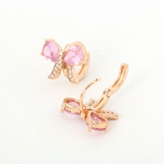 Pink Cubic Zirconia Bow Hoop Earrings
