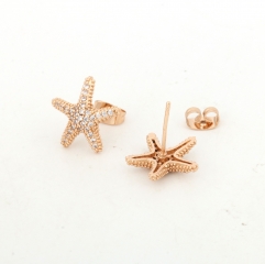 Minimalist Zirconia Starfish Charm Earrings