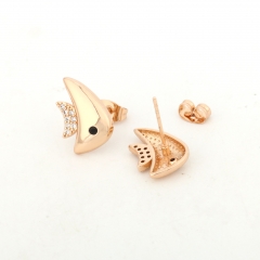 Rose Gold Plated Cubic Zirconia Shark Stud Earrings