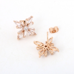 Sparkling Starburst Stud Earrings, Rose Gold Tone with Clear Marquise & Round CZ