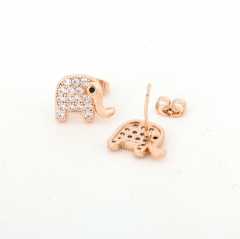 Rose Gold Plated Cubic Zirconia Elephant Stud Earrings