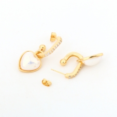 Cubic Zirconia Huggie Hoop Heart Shell Dangle Earrings