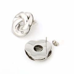 Trendy Chunky Knot Silver Stud Earrings