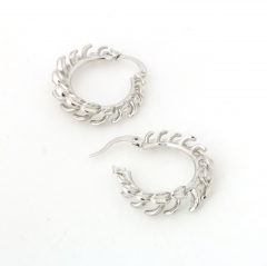 Sterling Silver Plated Feather Hoop Earrings