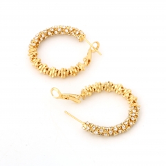 Sparkling Crystal Embellished Copper Hoop Earrings