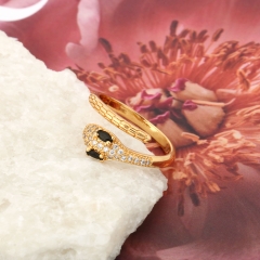 Open Wrap Snake Ring with Black & Clear Stones