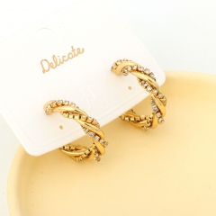 Braided Crystal C-Hoop Statement Earrings