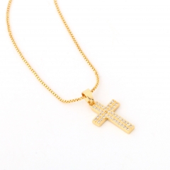 Cross model pendant zircon necklace