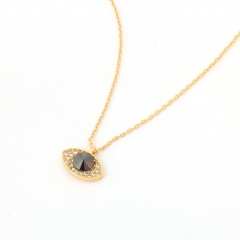 Adjustable Gold Evil Eye Charm Necklace with Grey Center Stone