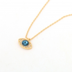 Delicate Micro Pave CZ Evil Eye Pendant Necklace