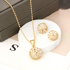 Delicate Shimmering Cubic Zirconia Half-Pave Gold Jewelry Set