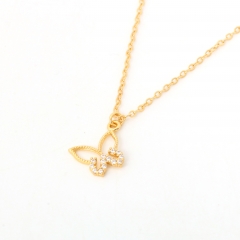 Delicate Openwork Cubic Zirconia Butterfly Necklace