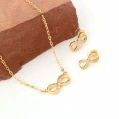 Gold Plated Infinity Zircon Jewelry Set (Necklace & Earrings)