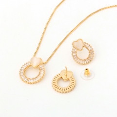 Modern Shiny CZ Evil Eye Pendant & Drop Earring Set