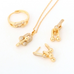 Gold U-Link Cubic Zirconia 3-Piece Set