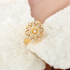 Adjustable Gold Plated Full Pave Cubic Zirconia Statement Ring