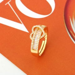 Interlocking Buckle Design Cubic Zirconia Statement Ring