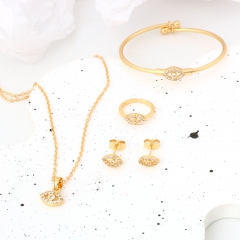 Tarnish-Resistant Gold Lucky Elephant Multicolor Zircon Jewelry Set