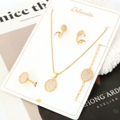 Delicate Round Full Pave CZ 4-Piece Jewelry Set for Women