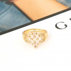 Luxury Baguette CZ Stacked Adjustable Gold Statement Ring