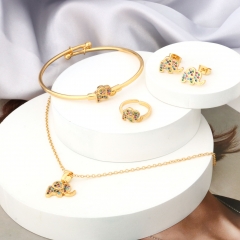 Rainbow CZ Elephant 4-Piece Jewelry Set