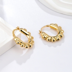 Textured Beaded Gold Plated Hoops
