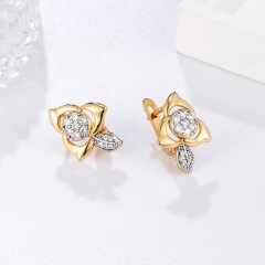 Elegant Flower Leaf Zircon Stud Earrings