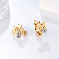 Two-Tone Gold Butterfly CZ Clip-On Earrings