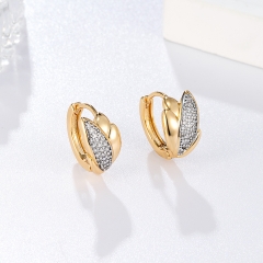 Modern Tulip-Shaped Gold Hoop Earrings with Crystals
