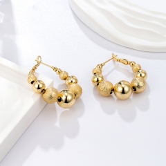 Chunky Graduated Gold Ball Drop Earrings