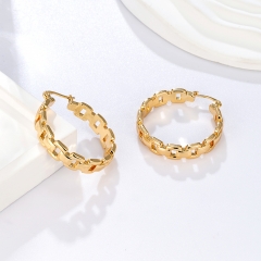Statement Cuban Link Style Hoop Earrings