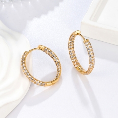Sparkling Full Zircon Gold Plated Hoop Earrings