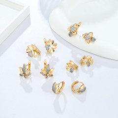 Openwork Lotus Zircon Gold Earrings