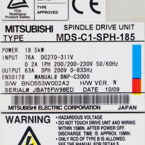 MDS-C1-SPH-185 Mitsubshi Electric Spindle Drive Unit in stock