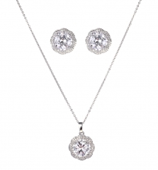 Bridal Fashion Jewelry Sets For Women Cubic Zirconia Pendant & Stud Earrings Set
