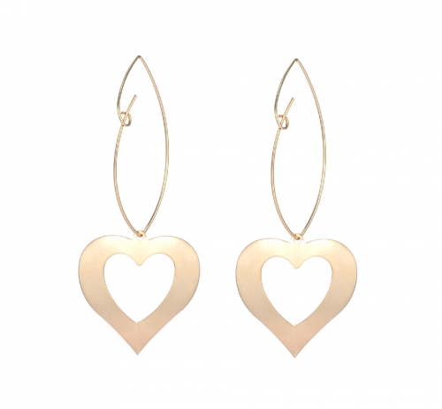Yellow Gold Plain Heart Earrings