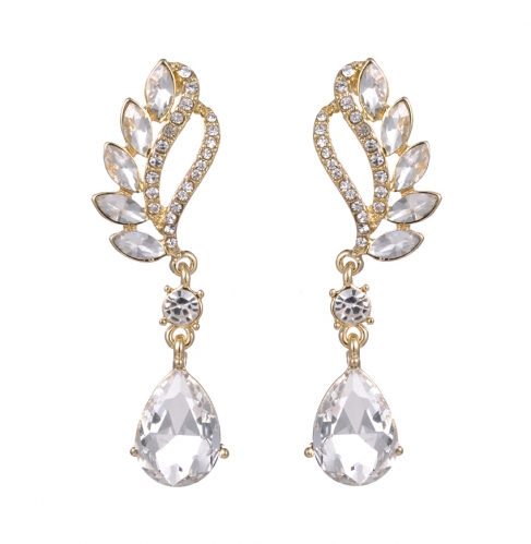 Gold Crystal Statement Vintage Wedding Earrings