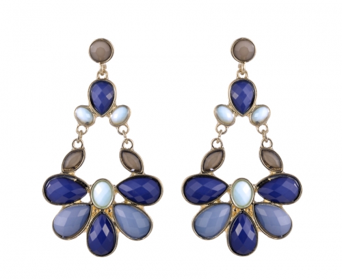 Gold-Tone Multi-Stone Chandelier Earrings