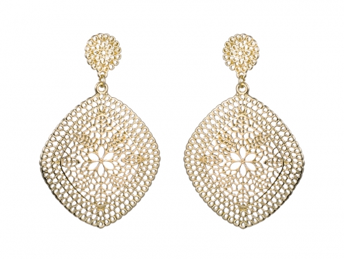 Fine Hollow-carved Gold Stud Earrings