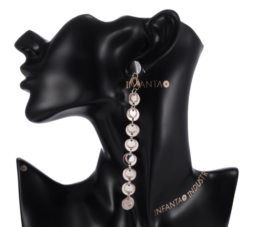Two-Tone Disc Drop Earrings