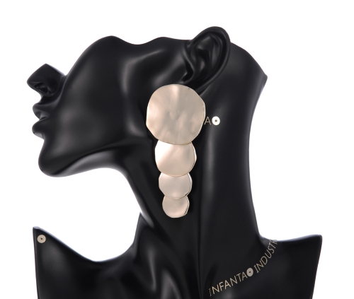 Gold Nail Polish 4 Disc Drop Earrings