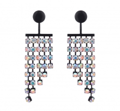 Crystal-Embellished Cup-Chain Fringe Earrings