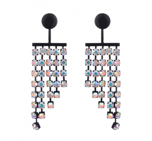 Crystal-Embellished Cup-Chain Fringe Earrings