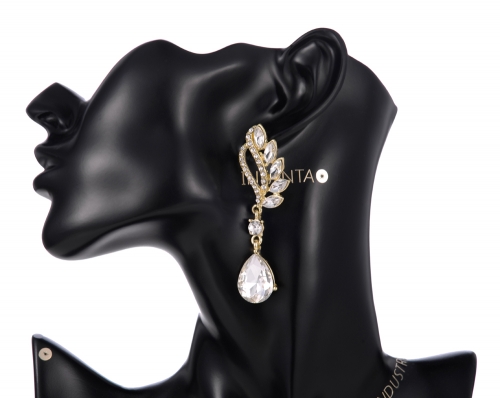 Gold Crystal Statement Vintage Wedding Earrings